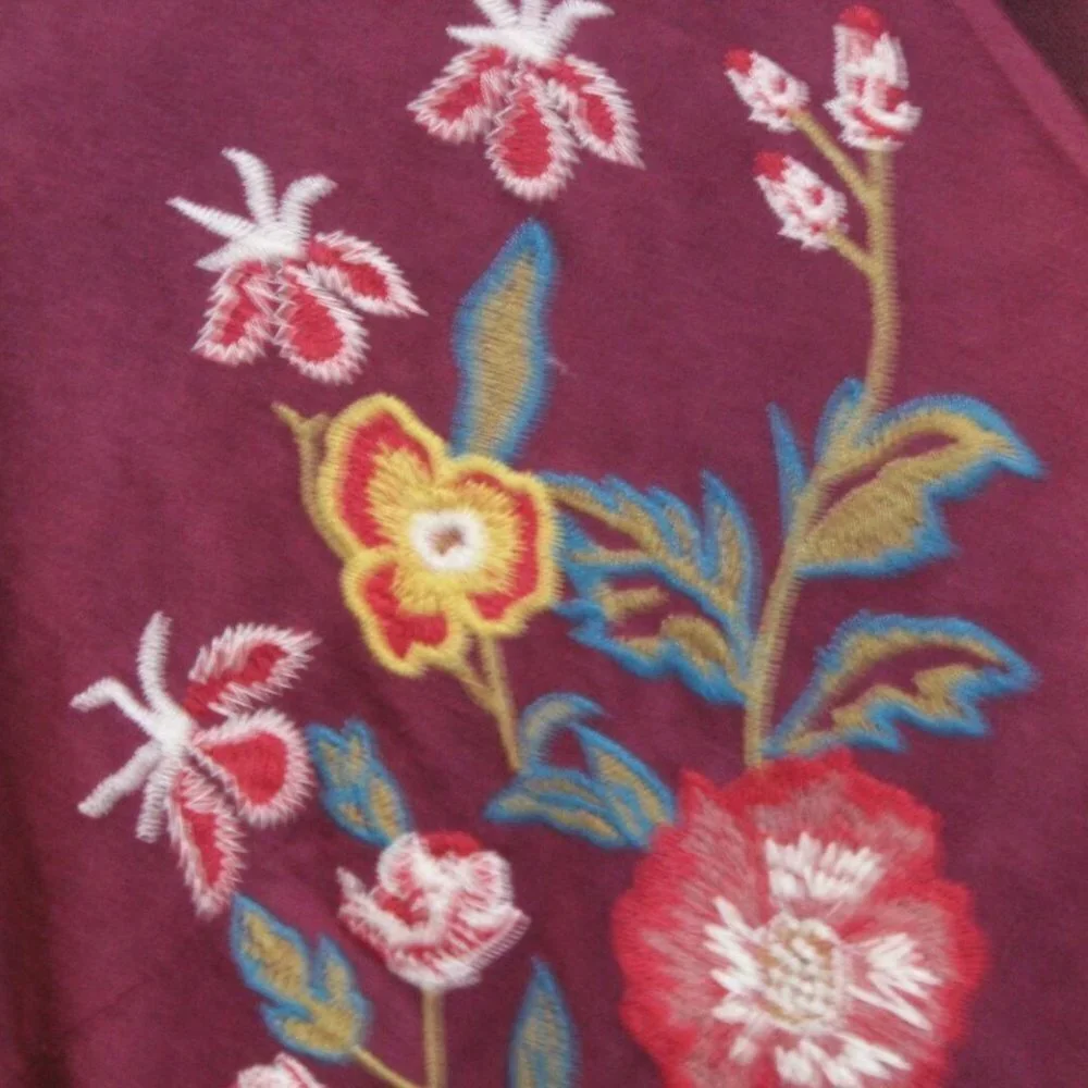 ✨2/$20 Altar'd State Velvet Floral Boho Tunic Dress Bell Sleeve Medium H11619 - Picture 6 of 12
